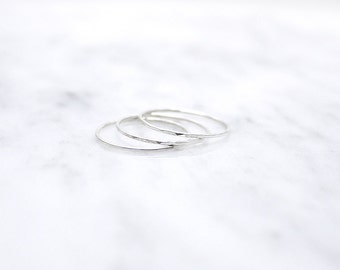 Extra thin stacking rings - silver stacking bands - faceted stacks - skinny rings - barely there rings - dainty rings - illusy