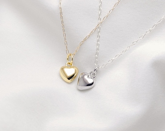 Collar de corazón pequeño y esponjoso - corazón de plata, corazón de oro - collar de amor - delicado minimalista illusy