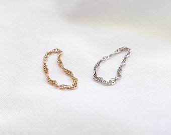 Seil Kettenring - Gold Kettenring - Silber Kettenring - Minimaler Stapelring - Layering Ring