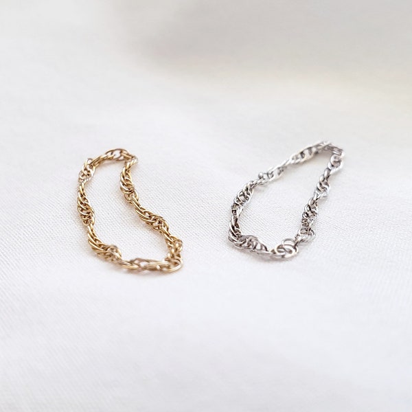 Rope chain ring - gold chain ring - silver chain ring - thin stacking ring - layering ring - minimal illusy
