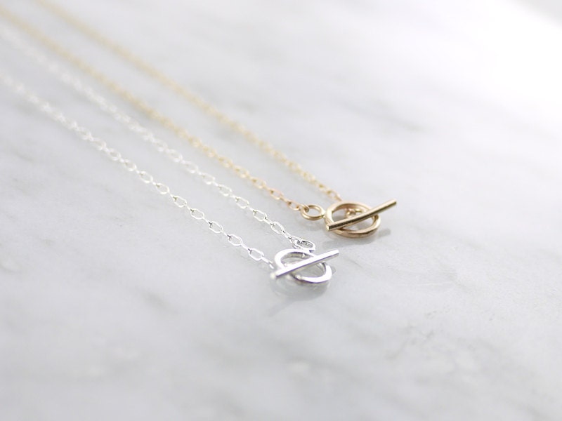 Tiny Toggle Chain Necklace Gold Silver Minimal Simple - Etsy