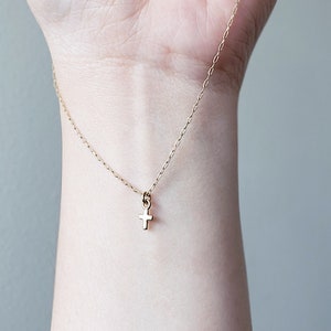 Tiny gold cross necklace small gold cross faith necklace delicate dainty everyday illusy image 6