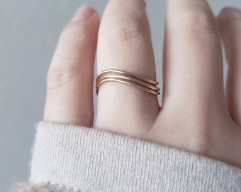 Arc ring set - curve ring - gold silver - layered ring set - stacking ring - dainty illusy