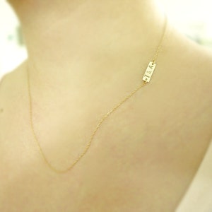Initial tag necklace - small tag - personalized necklace - side tag - customized dainty illusy