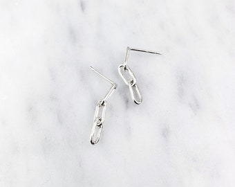 Paperclip chain earring - chain earring - link earring - modern simple chain - handmade chain - dainty illusy