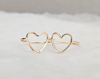 Large Open Heart Ring, Love Promise Band, Handmade Minimalist Jewelry, Romantic Gift