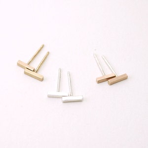 Brincos de barra pequenos - Pinos quadrados - Prata, Ouro, Ouro Rosa - Minimalista e Delicado