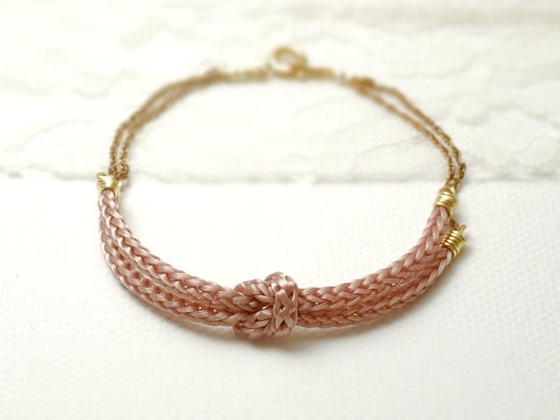 Pink Knot Bracelet Rope Bracelet Nautical Dainty Jewelry Etsy