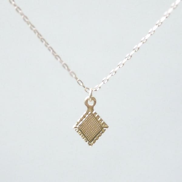 Tiny gold diamond necklace- tiny diamond charm on 14K gold filled chain- delicate dainty jewelry