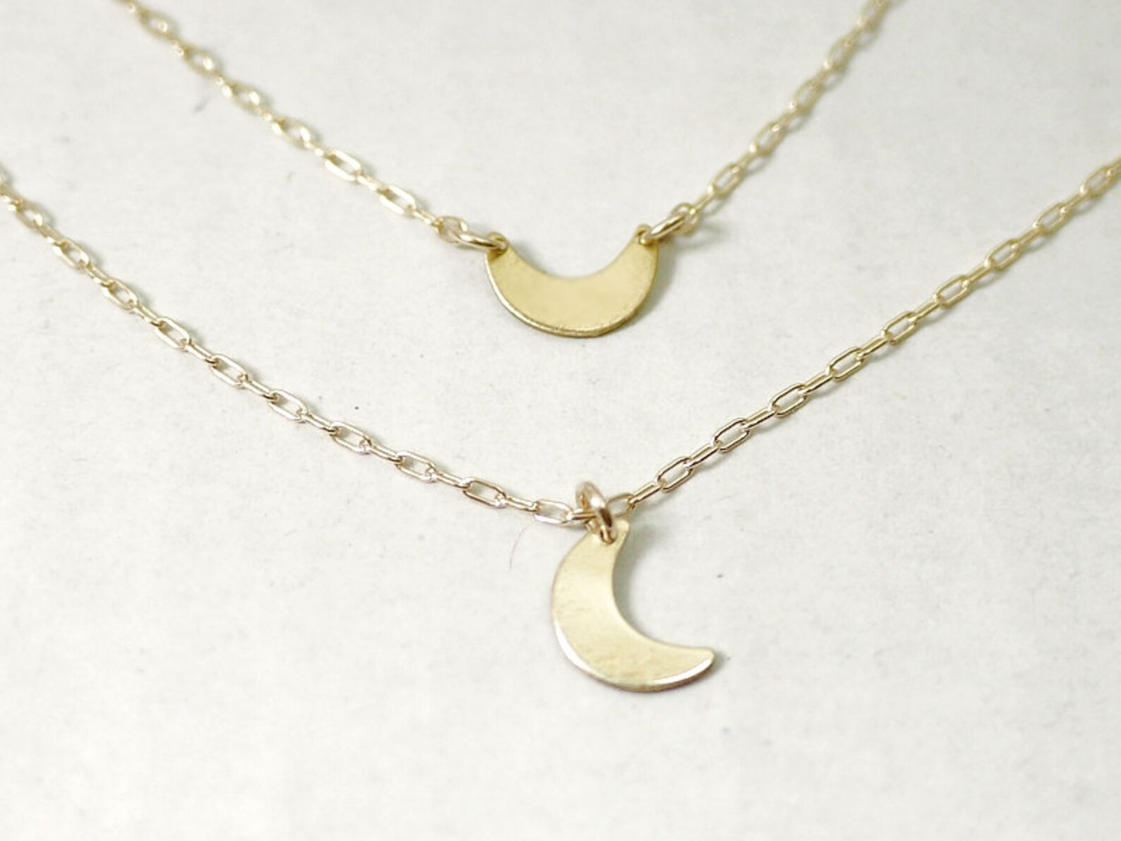 Crescent Moon Necklace Sideways and Drop Crescent Gold - Etsy