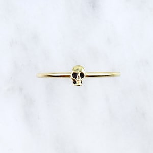 Small gold skull ring gothic skull thin ring minimal statement ring dainty skull illusy image 1