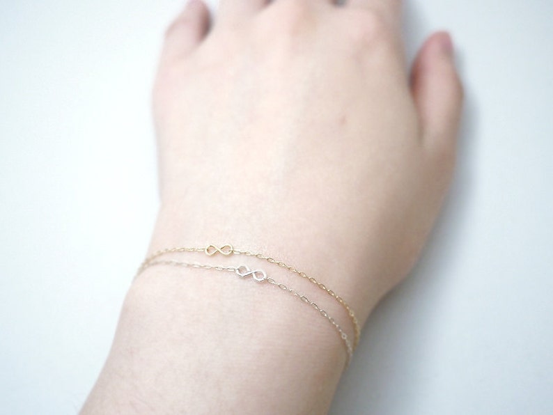 Tiny infinity bracelet silver or gold minimal eternity jewelry image 3