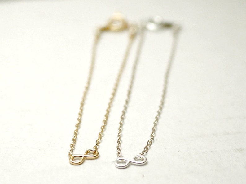 Tiny infinity bracelet silver or gold minimal eternity jewelry image 2