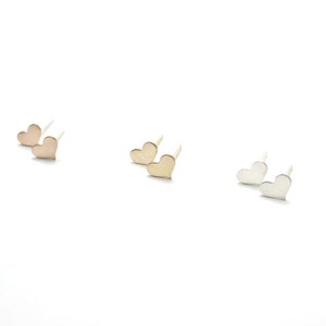 Small heart post earrings silver / gold / pink rose heart studs dainty minimal image 2