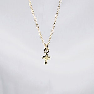 Tiny gold cross necklace small gold cross faith necklace delicate dainty everyday illusy image 4