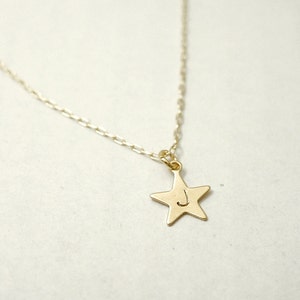 Star necklace - personalized initial brass charm on gold filled - customized dainty jewelry