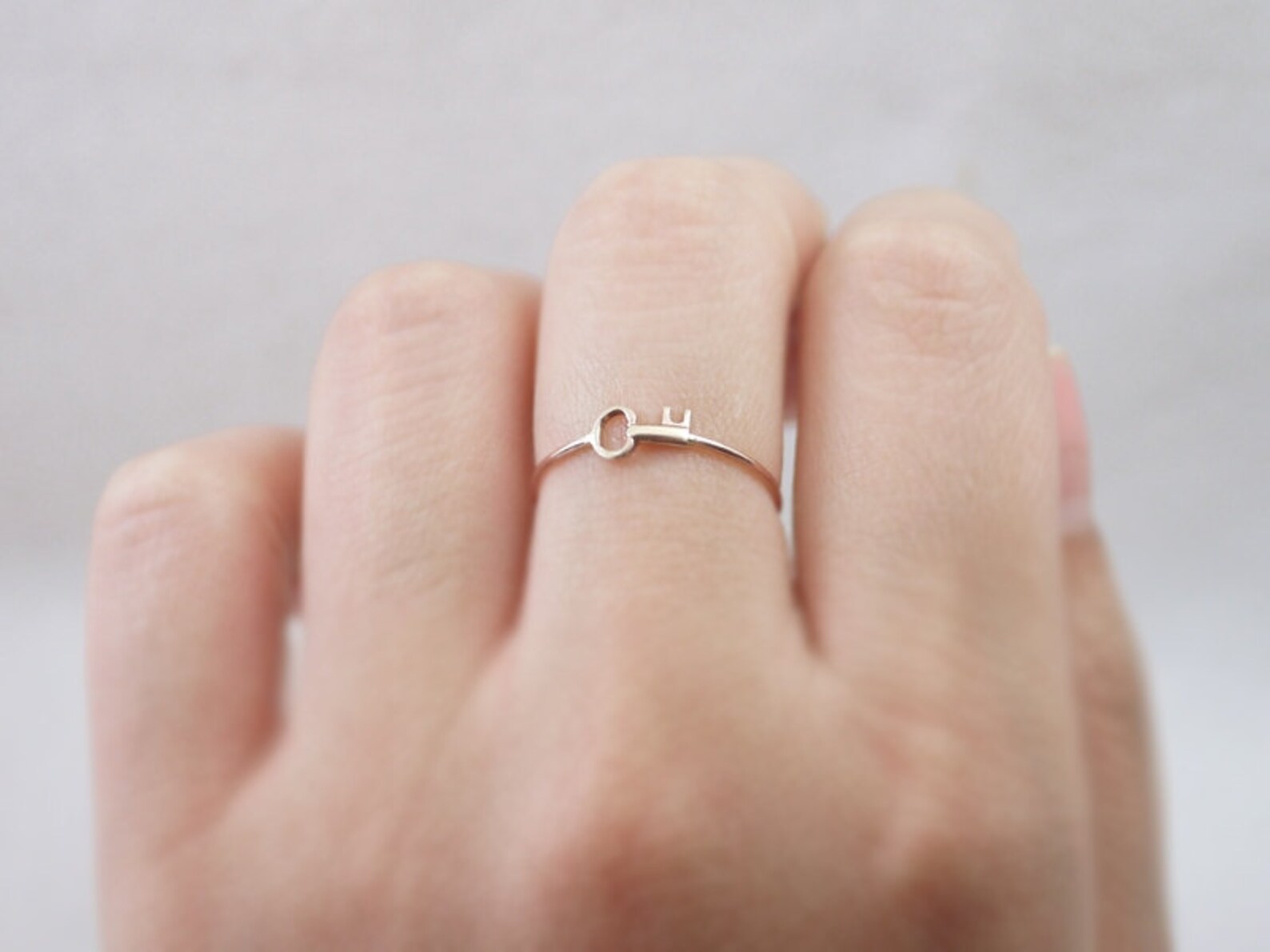 Gold Key Ring Stacking Ring Friendship Ring Secret Ring Etsy