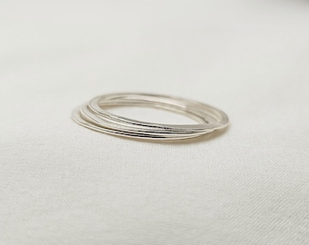 Thin Stacking Ring, Flat Hammered Modern Rings, Minimalist Pinky Midi Band, Dainty Jewelry