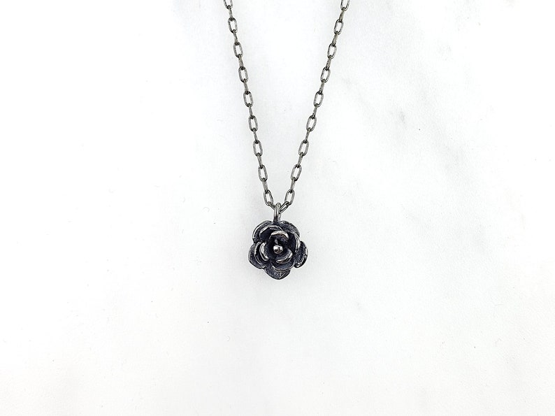 Rose Necklace Black Rose Silver Rose Single Rose Etsy