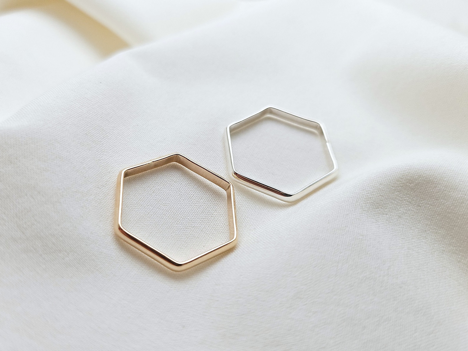 Modern Hexagon Ring - Half Round Hexagon - Stacking Ring - Minimalist ...