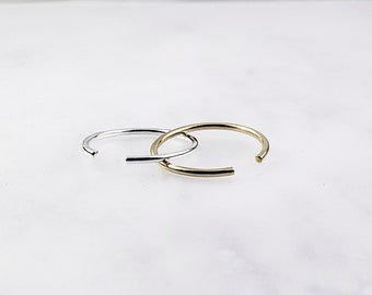 Thin cuff ring - silver gold - minimal ring - midi ring - stackable ring - open ring - dainty illusy