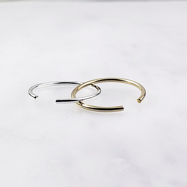 Thin cuff ring - silver gold - minimal ring - midi ring - stackable ring - open ring - dainty illusy