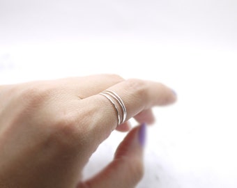 Extra thin stacking rings - silver stacking bands - faceted stacks - skinny rings - barely there rings - dainty rings - illusy