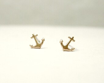 Tiny anchor post earring - gold anchor - nautical earrings - anchor beach - dainty post earrings