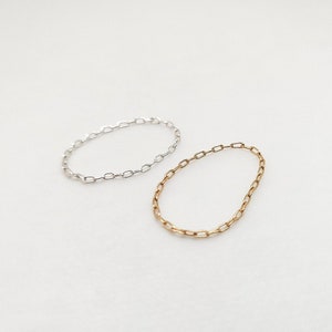 Chain ring - gold chain ring - silver chain ring - thin stackable - layering ring - dainty delicate minimal