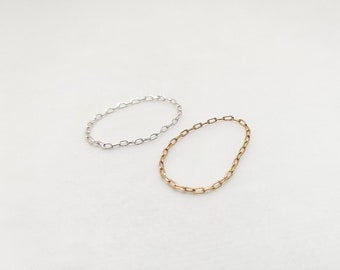 Chain ring - gold chain ring - silver chain ring - thin stackable - layering ring - dainty delicate minimal