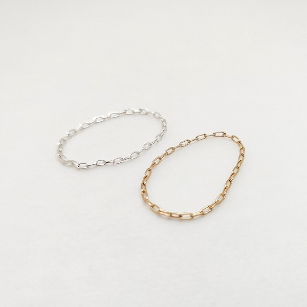 Chain ring - gold chain ring - silver chain ring - thin stackable - layering ring - dainty delicate minimal