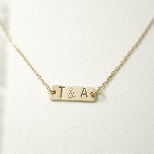 Initial tag necklace personalized sideways or center customized dainty jewelry image 3