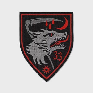 Wolf Skull Embroidered Patch Iron On Sew On Gothic Animal Applique Dark Forest Badge for Jackets Vests Hats Backpacks