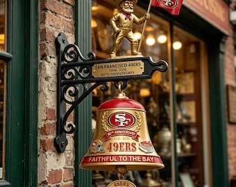 Wandklingel im Stil der San Francisco 49ers | Türklingel zum Aufhängen, inspiriert vom Footballteam | Dekoration für Sportfans | Rustikaler Akzent für den Eingangsbereich