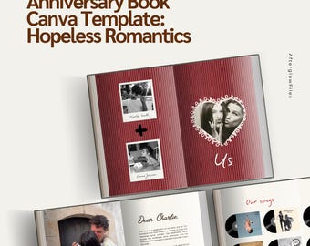 Hopeless Romantics Anniversary Book Magazine Canva Template | Valentine's Day Gift for Boyfriend or Girlfriend