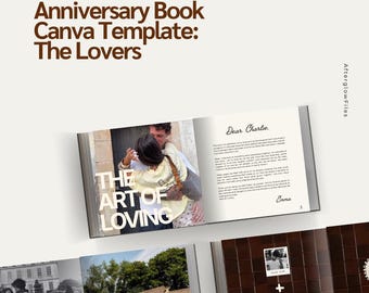 Libro da tavolino "La storia d'amore degli innamorati" / Regalo ricordo per la coppia / Modello per libro di anniversario / Modello Canva modificabile