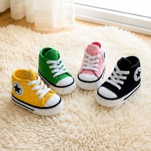 Crochet Baby Shoes Pattern, Baby Booties PDF, Infant Sneaker Crochet, Converse Inspired, Easy Beginner Tutorial