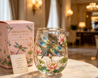 Dragonfly Glass Cup, Handmade Nature Inspired Drinkware, Elegant Dragonfly Wine Glass, Creative Home Decor Gift