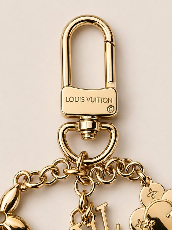 Authentic Louis Vuitton Gold Bag Charm Keychain with … - Gem