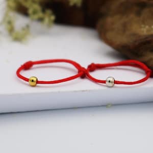 Red String Of Fate Ring, 925 Sterling Silver Red String Ring, Promise Ring, Red Couple Ring, Adjustable String Ring