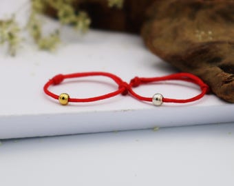 Red String of Fate Ring: 925 Sterling Silver Promise Ring