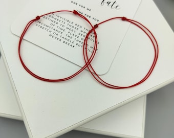Chaîne rouge du destin - Kabbale - Bracelet porte-bonheur - Couple - Amitié - Bracelet 2 pièces