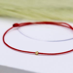 14k Gold Solid - Red String Bracelet - Diamond Cut Kabbalah Protection Cord