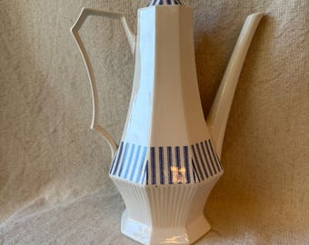 Vintage Independence Ironstone Interpace Japan 13 inch koffiepot, blauw-wit, MCM