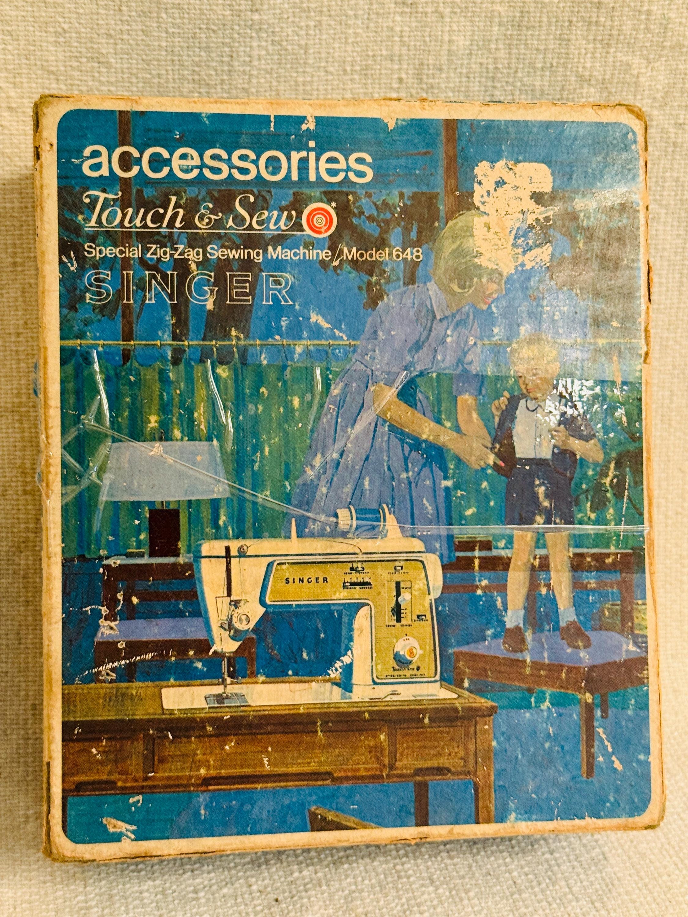 Vintage Singer Touch & Sew Model 648 Sewing Machine Accessories Cams Box Lot