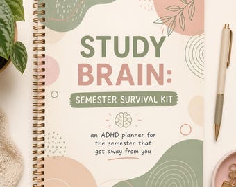 Planificador para estudiantes universitarios con TDAH / Planificador de estudio para el semestre y la semana de exámenes finales para personas neurodivergentes / PDF digital imprimible