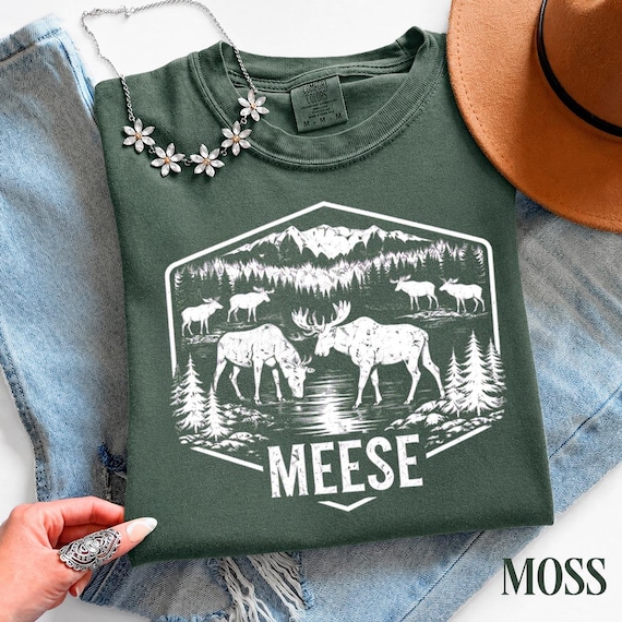 Vintage Meese Graphic Tee, Mountain Wildlife Nature Shirt, Comfort Colors® Unisex Apparel