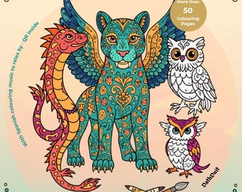 Libro para colorear de alebrijes en PDF / Arte popular mexicano, bienestar y calma (descarga digital)
