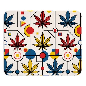 Bauhaus Cannabis Leaf Pattern Mouse Pad