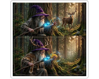 Venison Taco Wizard Forest Sticker | Magical Deer & Taco Scene (Vinyl Kiss-Cut)